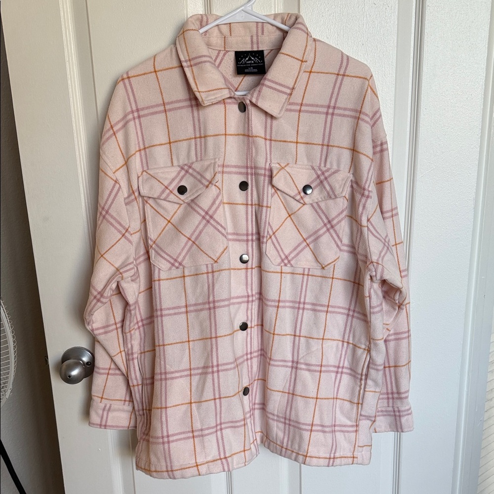 Maddox Pink Plaid Button-Front Shacket